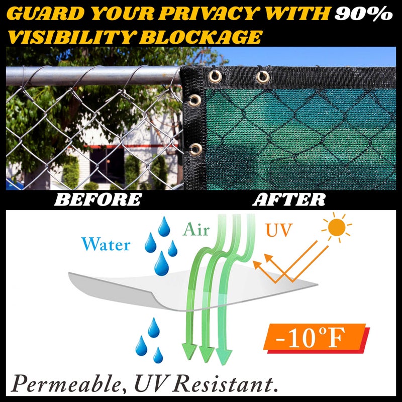 Royal Shade 8' x 50' Green Fence Privacy Screen Cover Windscreen with Heavy Duty Brass Grommets - Cable Zip Ties Include (We Make Custom Size) - Image 3